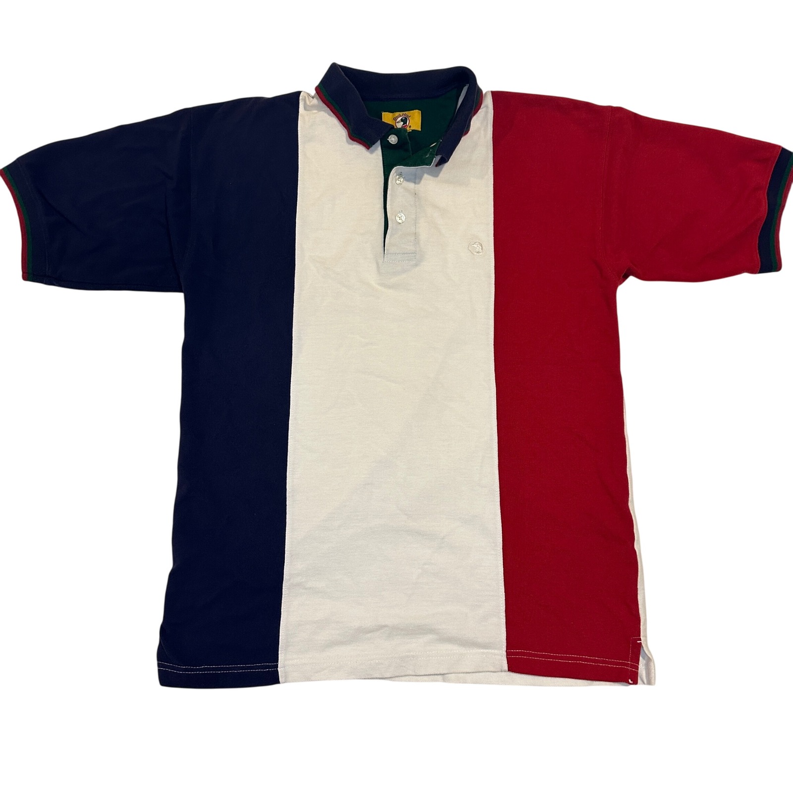 Vtg Duck Head Polo Color Block Shirt 90s Hip Hop Street Mens Lg Blue White Red